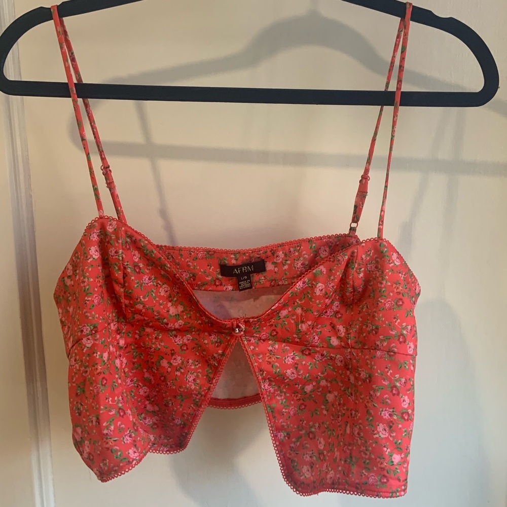 AFRM Revolve Bloomingdales Nordstrom Pink Floral Crop Top L
